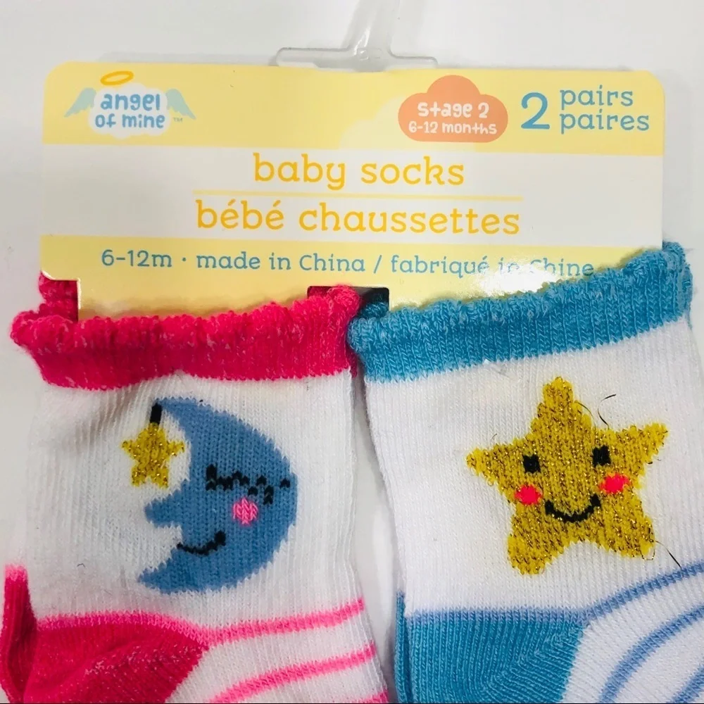 “Angel of Mine” Two Pair Baby Socks